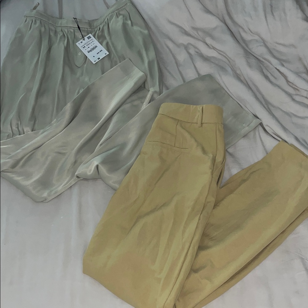 ZARA set of 2 trousers (M) cream & tan